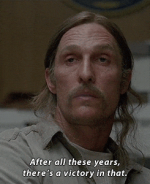 Matthew McConaughey saying After all these years, there's a victory in that.