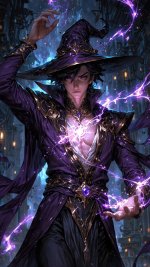 Purple wizard doing magic spells Ai generated.jpg