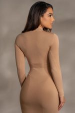 Beige Dakotah Midi Dress Light Brown4.jpg